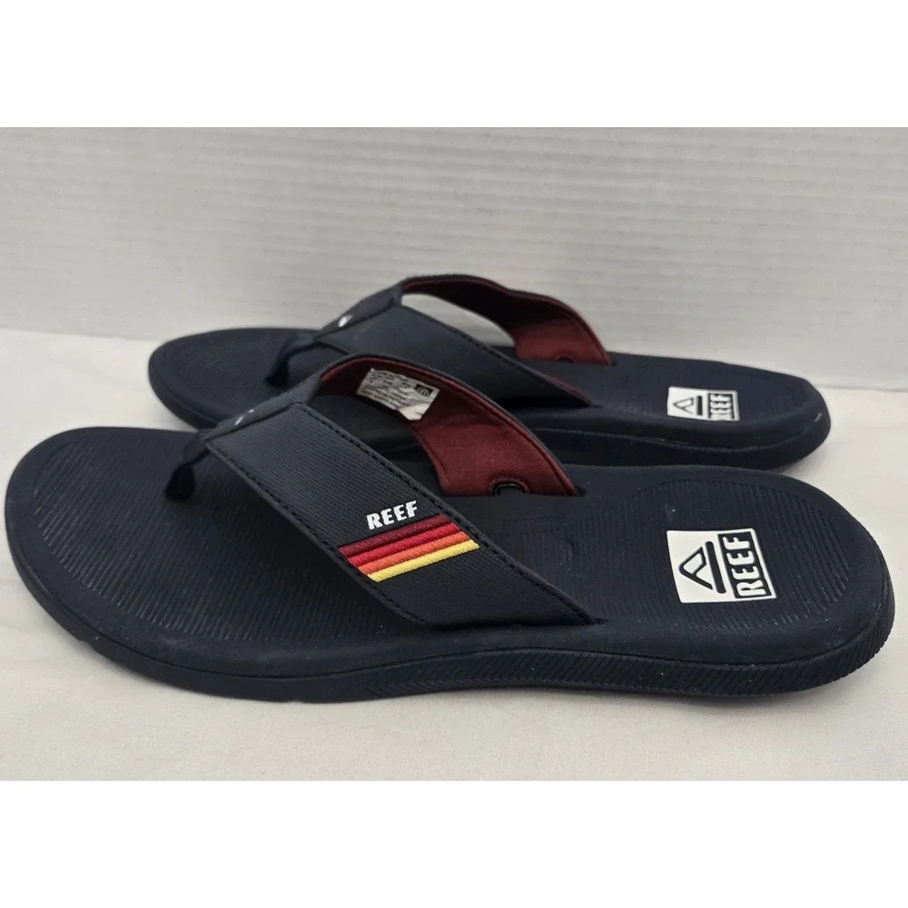 Reef Men's Santa Ana Flip Flops Navy Blue Water-Friendly Comfort Sandals Size 9